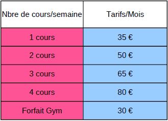 Planning 2016 2017 tarifs